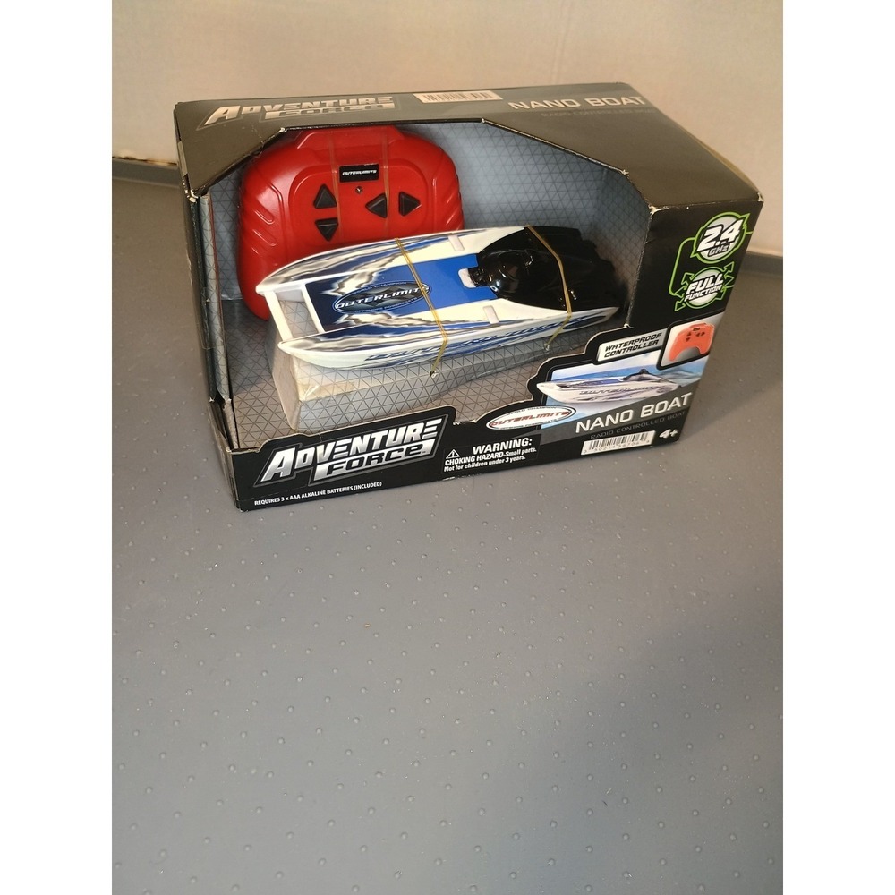 Adventure Force Nano Boat Kids OS Blue White New Damaged Box RC Powerboat 2.4GHz